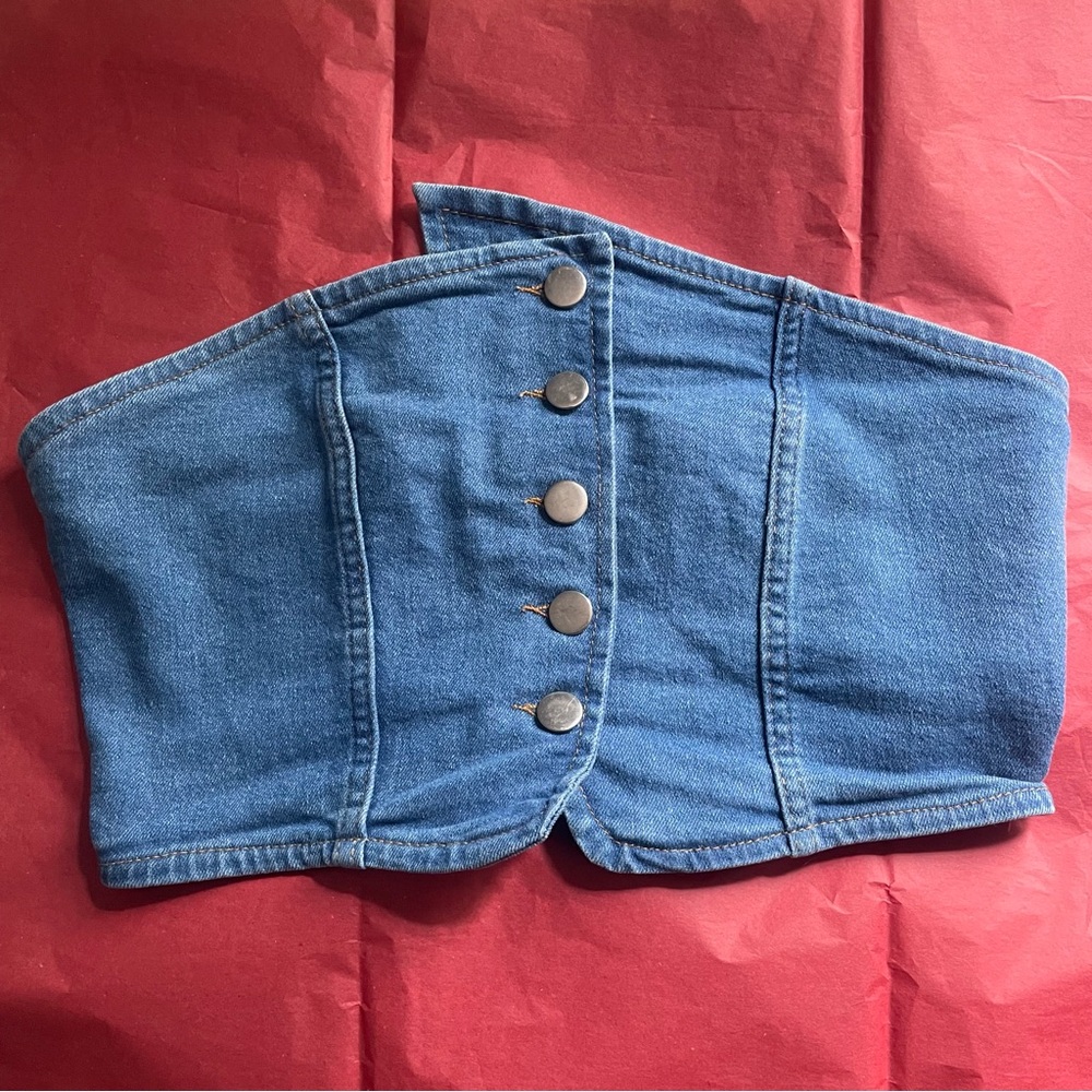 Blue Denim Strapless Top